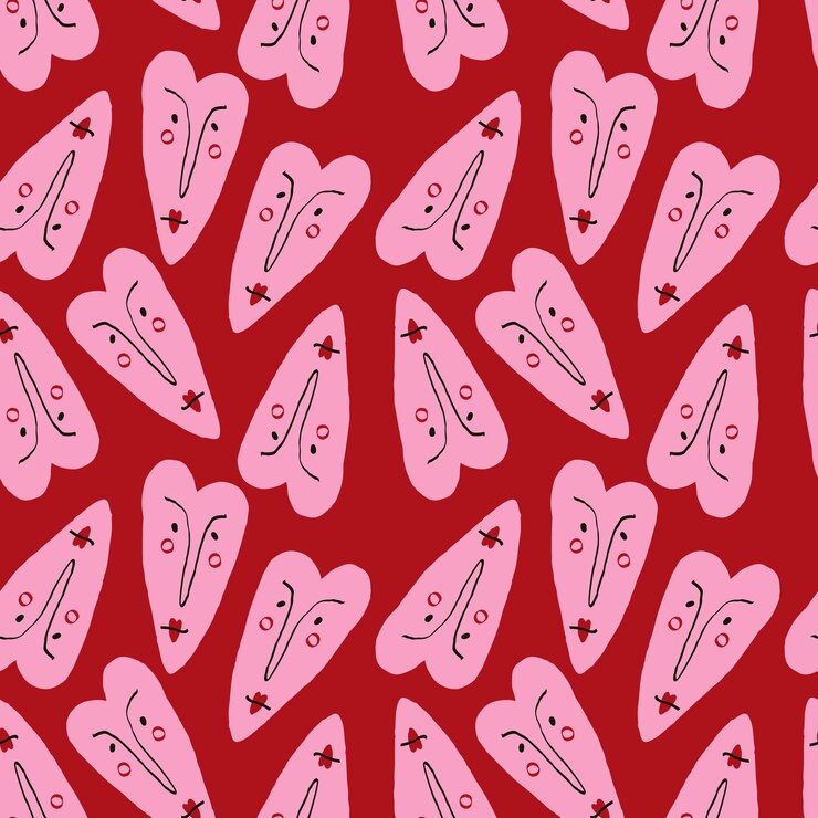 Vetor padrão do dia dos namorados com corações funky feios personagens fofos de amor groovy