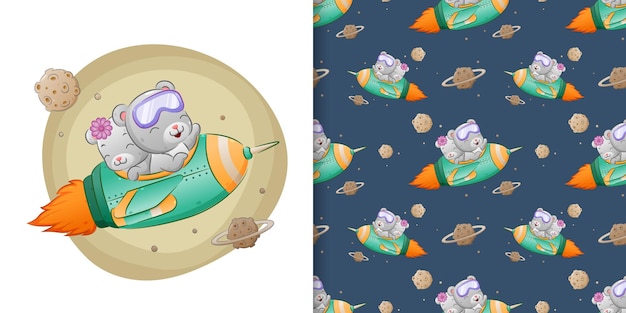 padrão do irmão urso está usando o foguete para o espaço