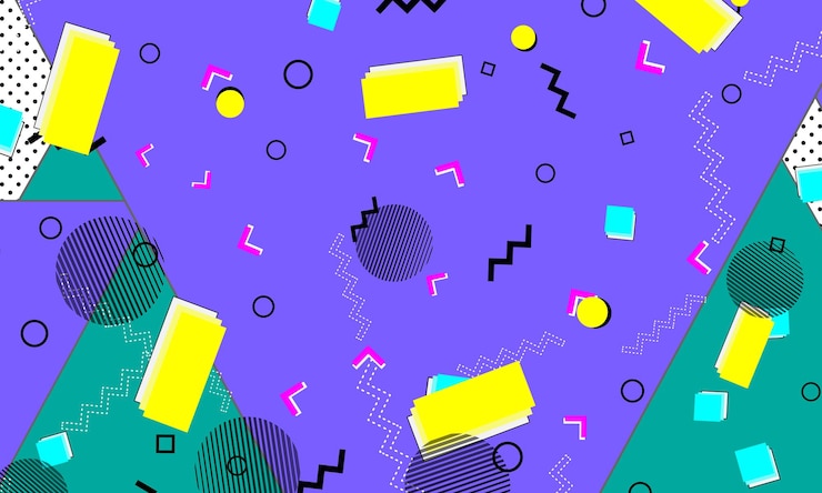 Vetor padrão dos anos 90. fundo de cor de pop art. estilo moderno dos anos 80-90. fundo colorido abstrato funky.