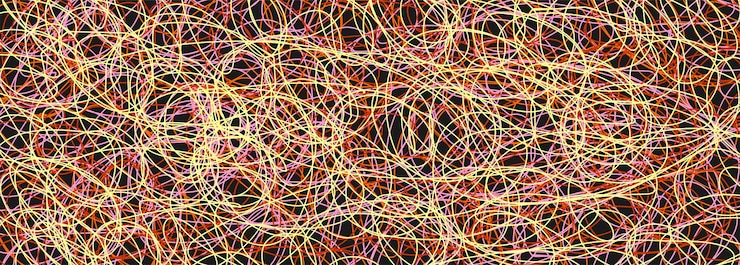 Vetor padrão emaranhado colorido textura caótica abstrata fundo com linhas e ondas criação artística