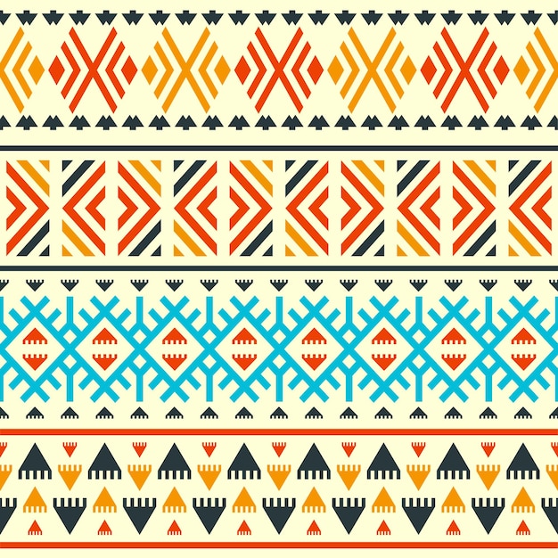 Padrão étnico sem costura em estilo nativo, design popular, padrão tribal, decoração étnica