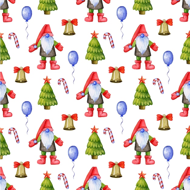 Padrão festivo de natal com gnomos