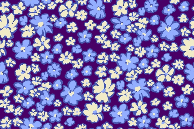 Padrão floral de verão contemporâneo com flores pequenas elegantes no pasto para papel de parede digital e vestuário no modelo de vetor botânico estilo liberdade