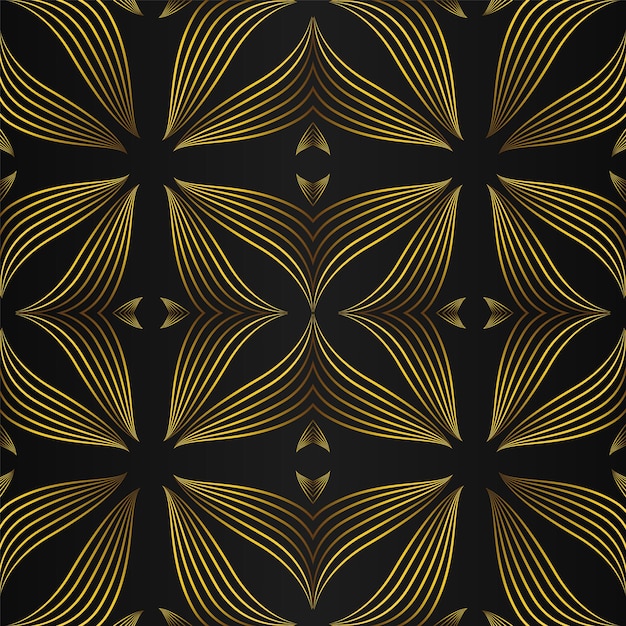 padrão floral dourado abstrato em design de fundo preto