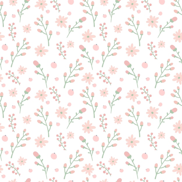 Vetor padrão floral flores bonitas em fundo branco impressão com pequenas flores cor-de-rosa impressão elegante modelo de flor elegante bonito para impressoras da moda