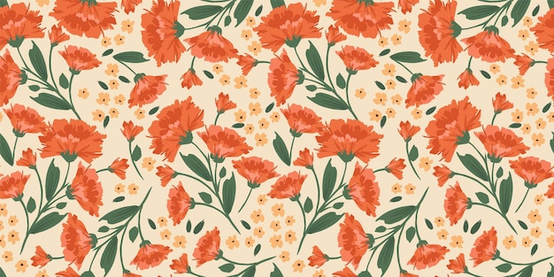 Padrão floral sem costura Design vetorial para decoração de interiores de tecido de capa de papel e outros