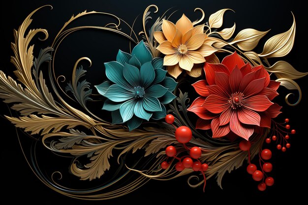 Vetor padrão floral sem costura padrão floral colorido vetorial aquarela ilustração vetorial desenhada à mão