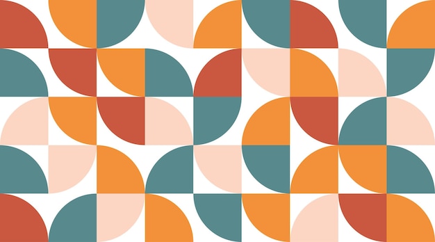 Padrão geométrico de estilo Bauhaus moderno com fundo colorido com elementos simples