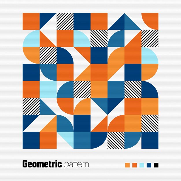 Padrão geométrico de moda estilo bauhaus fundo colorido moderno com elementos simples textura retro
