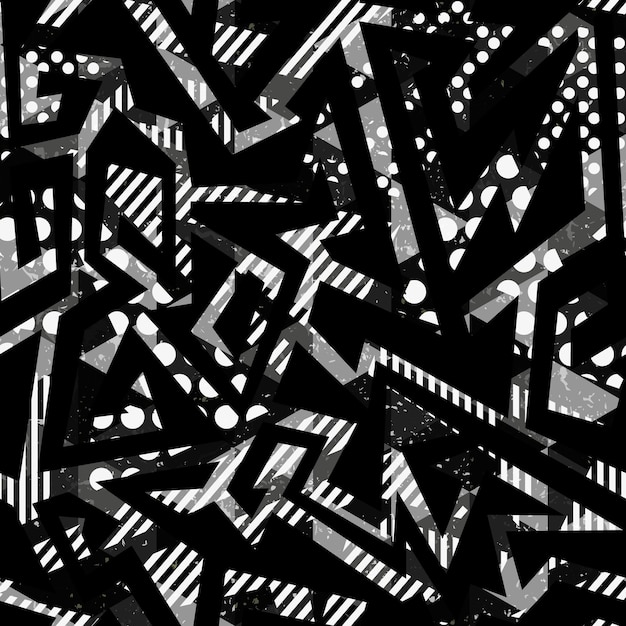 Padrão geométrico sem costura preto com efeito grunge eps 10 arquivo vetorial