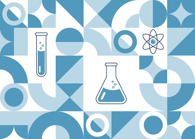 Padrão geométrico sobre o tema da química desenho para fundo ou bandeira com formas de tubos de ensaio