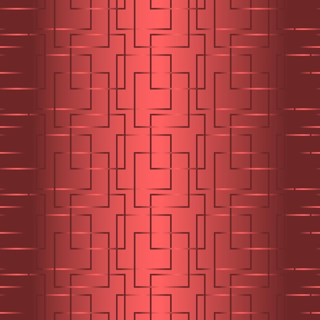 Padrão geométrico vermelho sem costura com linhas quadradas de gradiente vermelho repetindo textura abstrata elegante ilustração vetorial sem costura