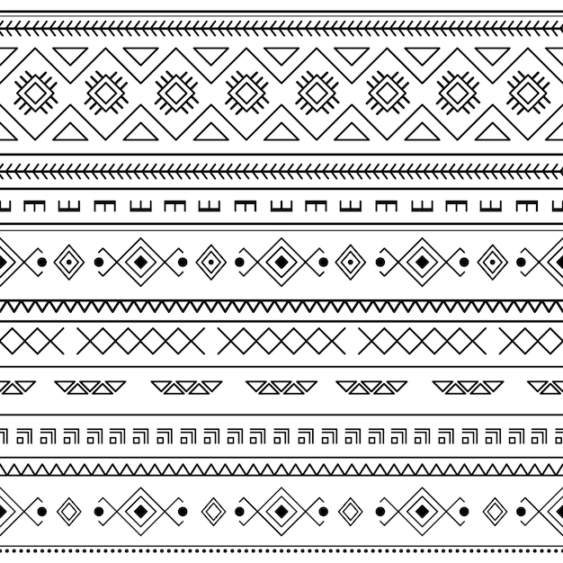 Padrão geométrico vetorial sem costura étnica vintage tribal