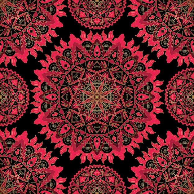 Vetor padrão indiano colorido com mandalas vector lindo fundo