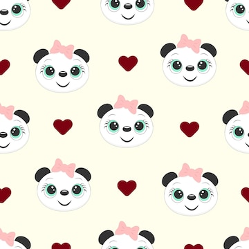 Padrão infantil perfeito com panda de desenho animado