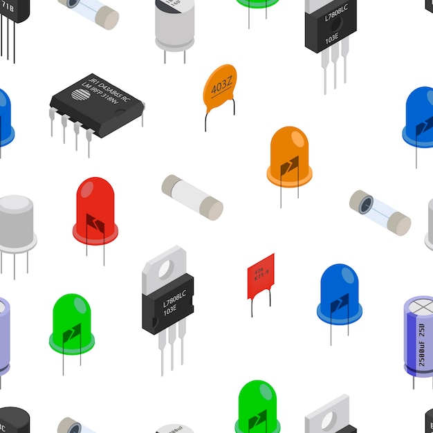 Padrão isométrico de componentes eletrônicos