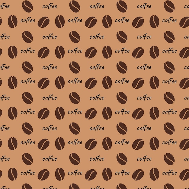 Padrão marrom com grãos de café padrão de anúncio sem costura ilustração vetorial hora do café