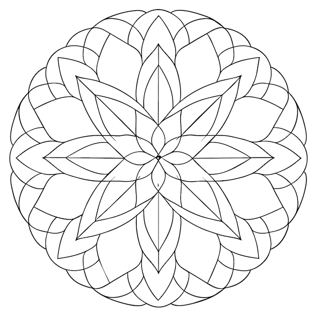 Padrão monocromático desenhado à mão ou desenho de mandala ou desenho de página de livro para colorir