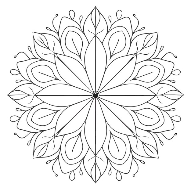 Padrão monocromático desenhado à mão ou desenho de mandala ou desenho de página de livro para colorir