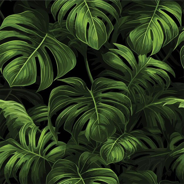 Vetor padrão monstera colorido sem costura