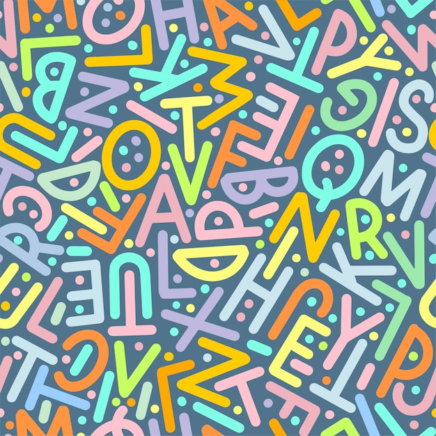 Padrão multicolor de letras do alfabeto inglês. ilustração vetorial.