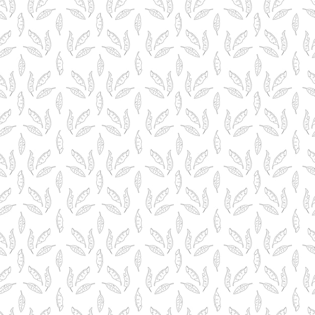 Vetor padrão perfeito com 3 folhas de palmeira doodle ilustração em vetor preto e branco