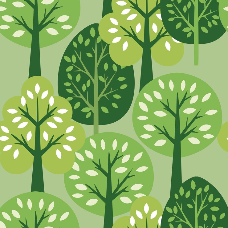 Padrão perfeito com árvores em fundo verde