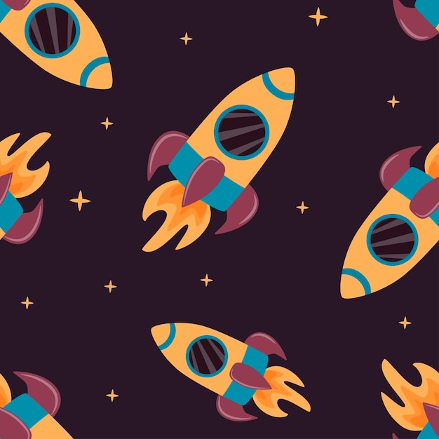 Padrão perfeito com astronautas fofos e estrelas cadentes em gravidade zero