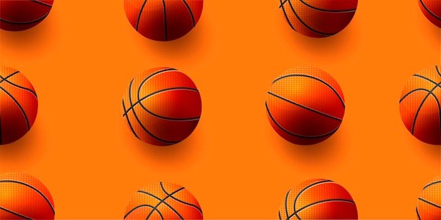 Padrão perfeito com bolas de basquete de diferentes lados ilustração moderna em vetor