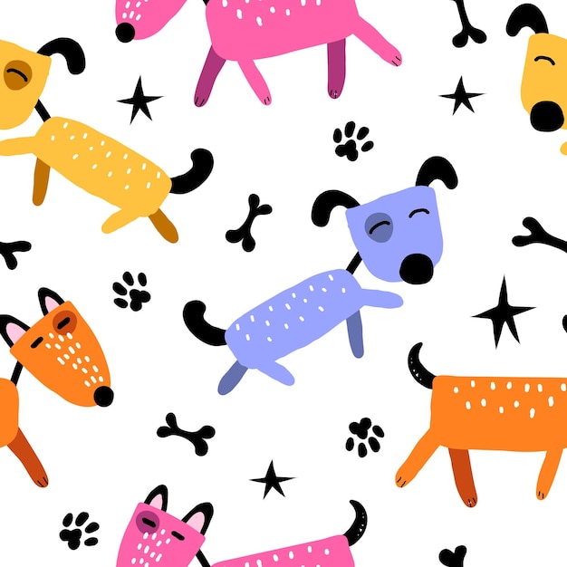 Padrão perfeito com cães de desenho animado