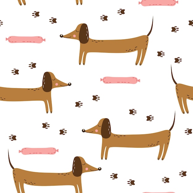 Padrão perfeito com dachshund longo bonito e salsicha