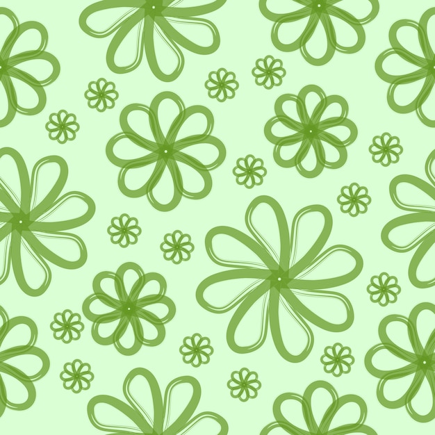 Padrão perfeito com design de ilustração de flores verdes