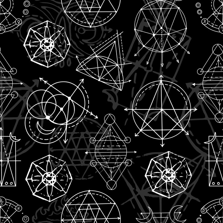 Vetor padrão perfeito com elementos e formas de geometria sagrada