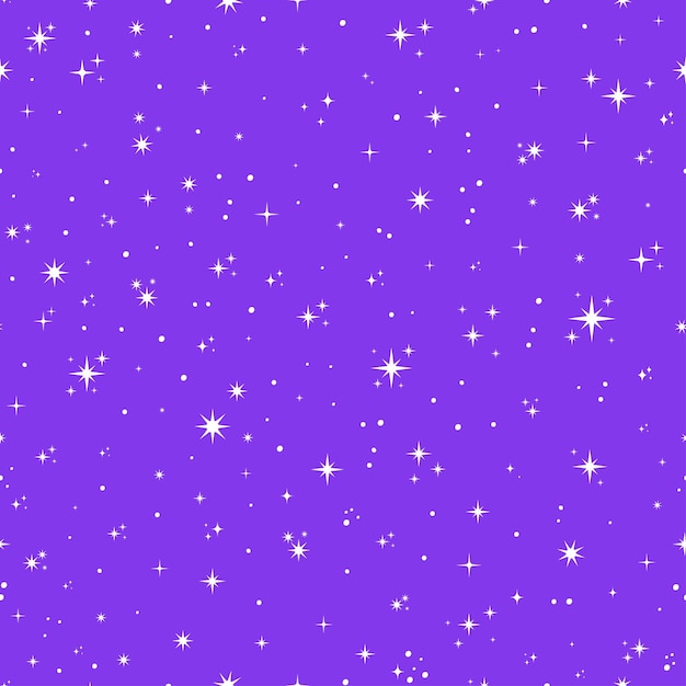 Padrão perfeito com estrelas brancas e fundo roxo