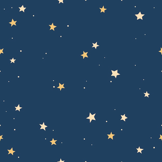 Padrão perfeito com estrelas em fundo azul escuro