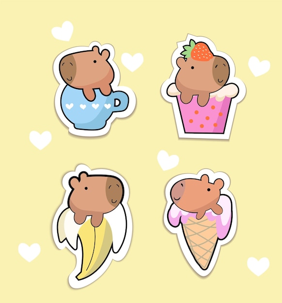 Gráfico de capivara com coração Kawaii Chibi · Creative Fabrica