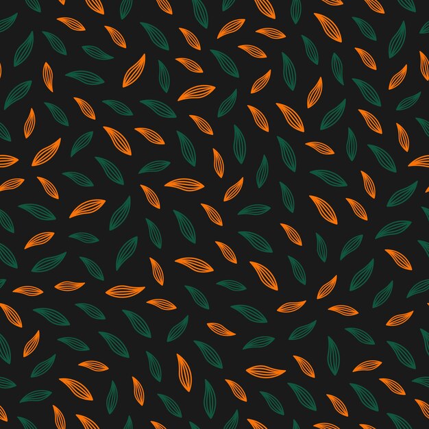 Padrão perfeito com folhas minúsculas laranja e verdes