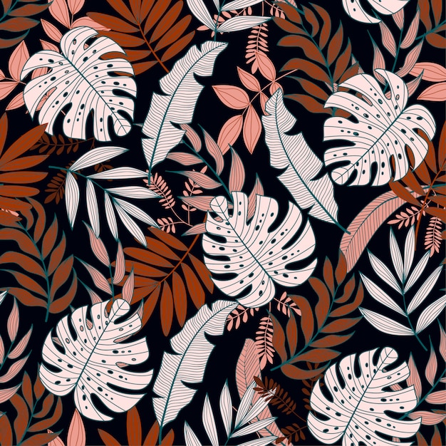 Padrão perfeito com folhas tropicais