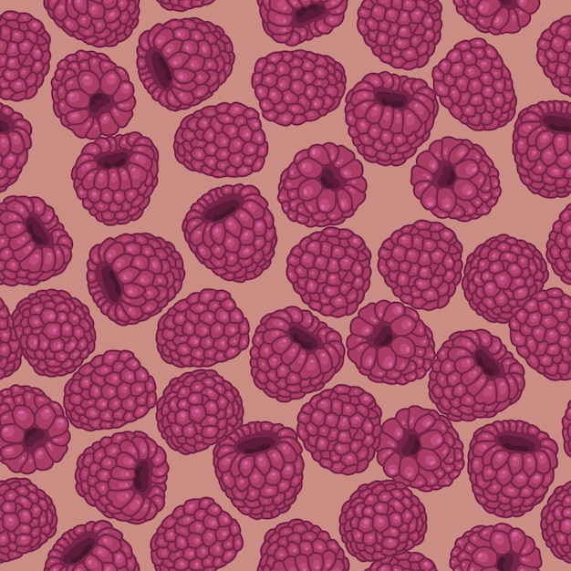 Vetor padrão perfeito com fundo de framboesa com framboesas suculentas em um fundo rosa menu vegetariano