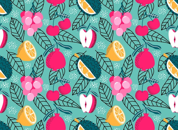 padrão perfeito com fundo de frutas de verão bonito