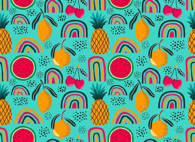 Padrão perfeito com fundo de frutas de verão bonito