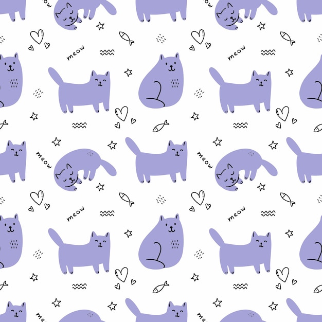 Papel de parede gatinhos kawaii branco e preto