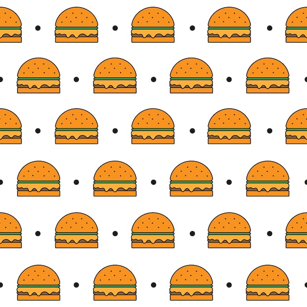 Padrão perfeito com hambúrguer em fast food de fundo branco