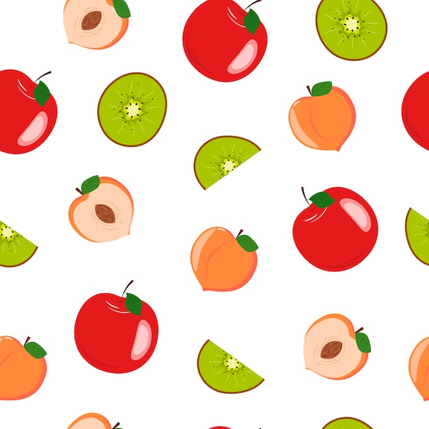 Padrão perfeito com kiwi de maçã e pêssego