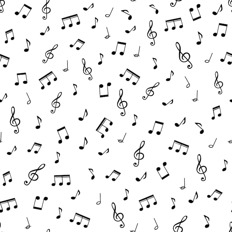 Vetor padrão perfeito com notas musicais em um fundo branco