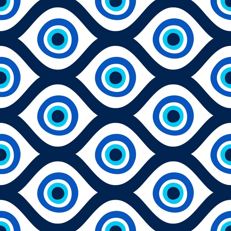 Vetor padrão perfeito com olhos turcos azuis