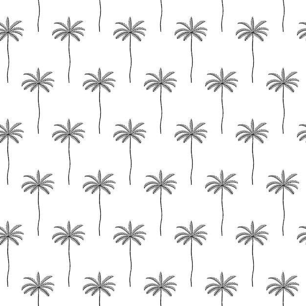Padrão perfeito com palmeira em ilustração de fundo branco para embrulho de papéis de parede têxteis
