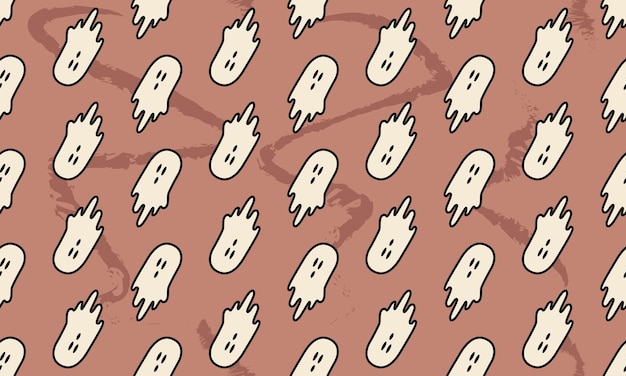 Vetor padrão perfeito com papel de parede de fantasmas com design de padrão de halloween de fantasmas