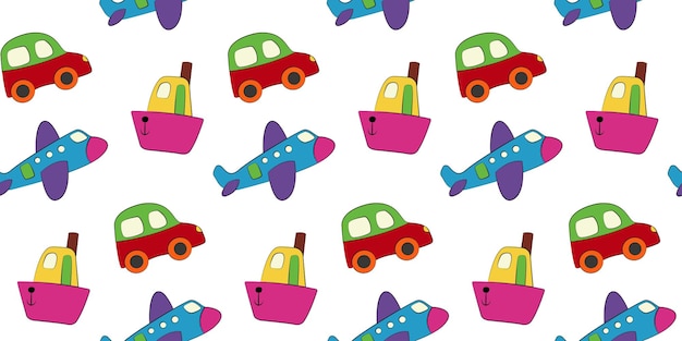 Padrão perfeito com transporte de desenho animado