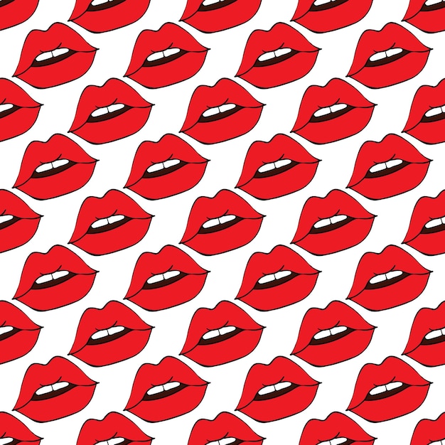 Padrão perfeito com um beijo de batom estampado em fundo branco